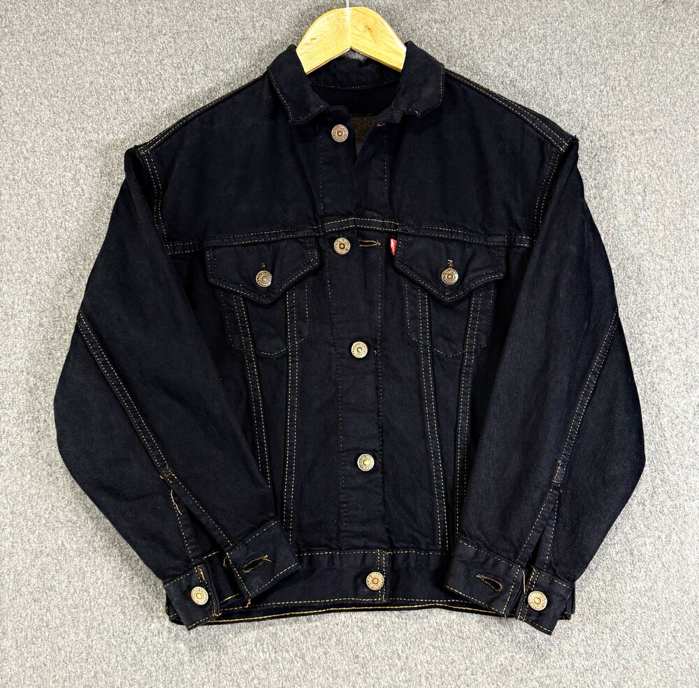 Levi's Mens Black Denim Jacket Button Front Point Collar Regular Fit Chest 40